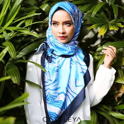 PREMIUM SQUARE SCARF - VERDANT SERIES : LIGHT BLUE (7)